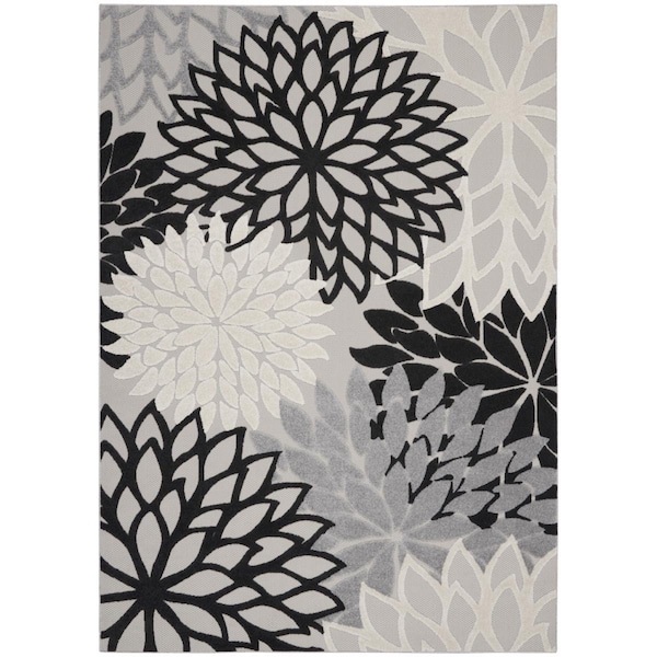 Palacedesigns 8 x 11 ft. Black Gray White Indoor & Outdoor Area Rug PA2627844 - main